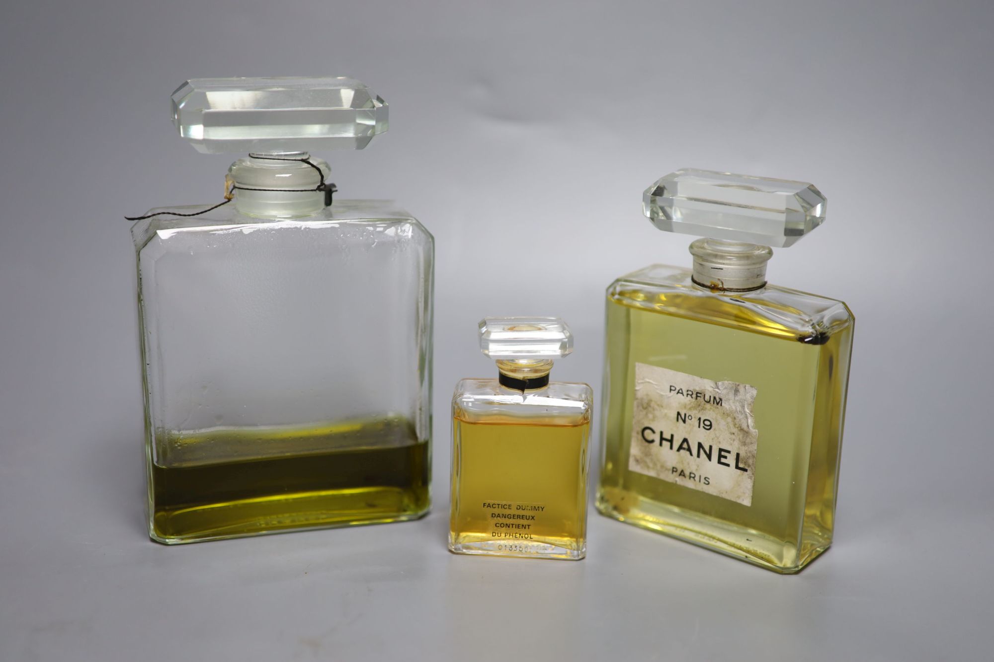 Three Chanel advertising display dummy factices (two lacking labels)